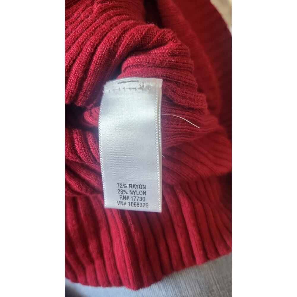 Merona Red Ribbed Knit Sweater Top Womens Size Medium Long Sleeve #309 - Picture 4 of 5